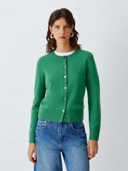 John Lewis Cashmere Crew Neck Cardigan, Pine Green