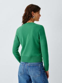 John Lewis Cashmere Crew Neck Cardigan - view 2, Pine Green