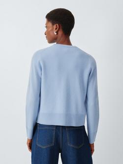 John Lewis Cashmere Crew Neck Cardigan - view 2, Light Blue