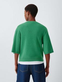 John Lewis Cashmere Half Sleeve Crew Neck Jumper - view 2, Pine Green