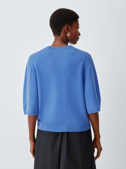 John Lewis Cashmere Half Sleeve Crew Neck Jumper - view 2, Baja Blue