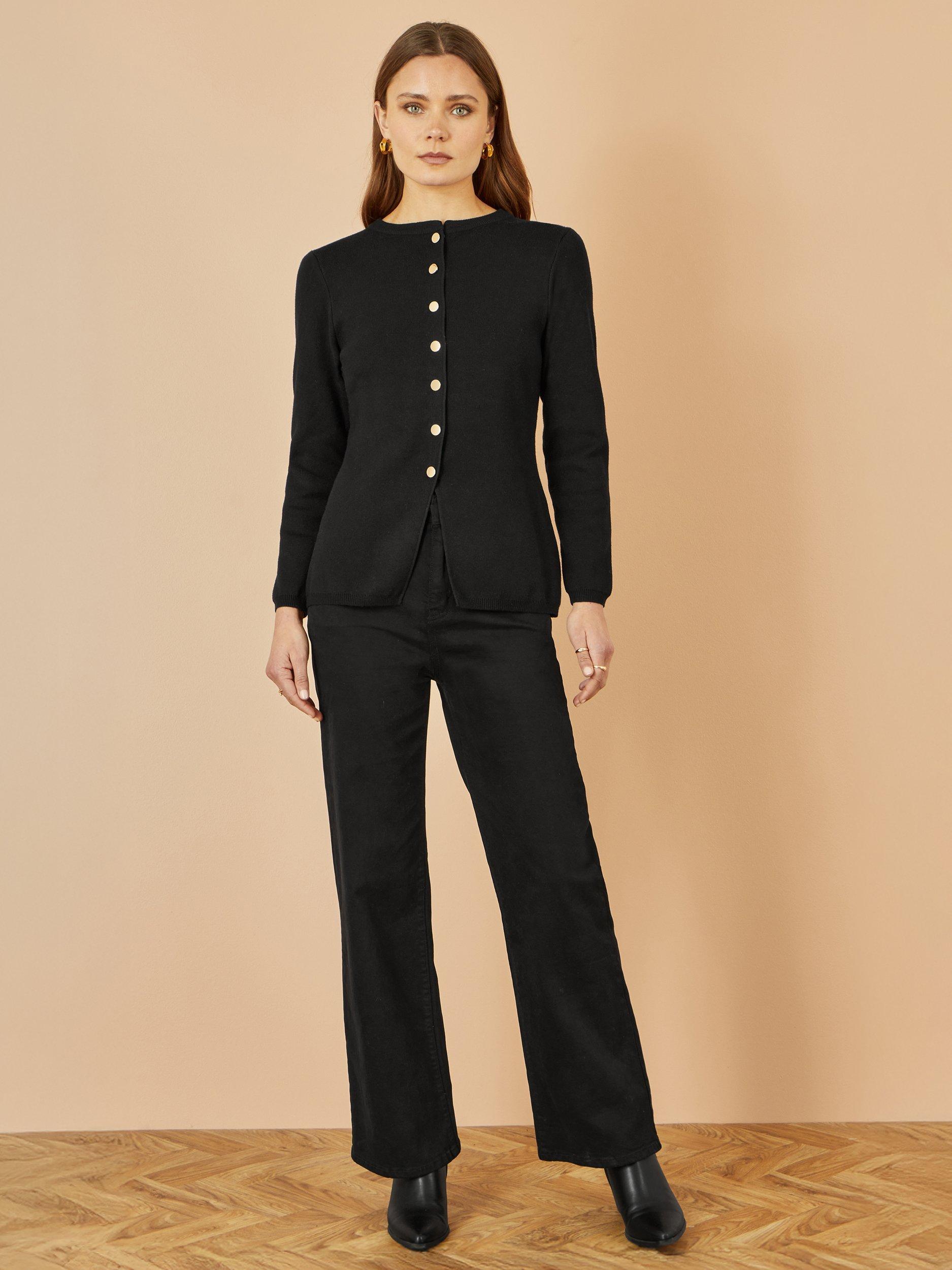 Product image 2 of 4, which shows Yumi Peplum Hem Cardigan, Black, S