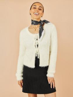 Yumi Eyelash Tie Front Bolero Cardigan, Ivory, Ivory