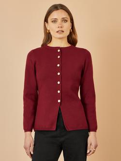 Yumi Peplum Hem Cardigan, Burgundy