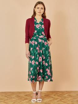 Yumi Knitted Open Neck Bolero Cardigan - view 2, Burgundy