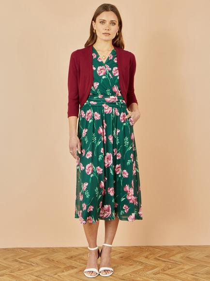 Yumi Knitted Open Neck Bolero Cardigan - view 2, Burgundy