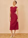 Yumi Buckle Detail Ruched Dress, Burgundy
