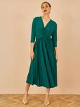 Yumi Knit Waist Pleated Midi Dress, Green