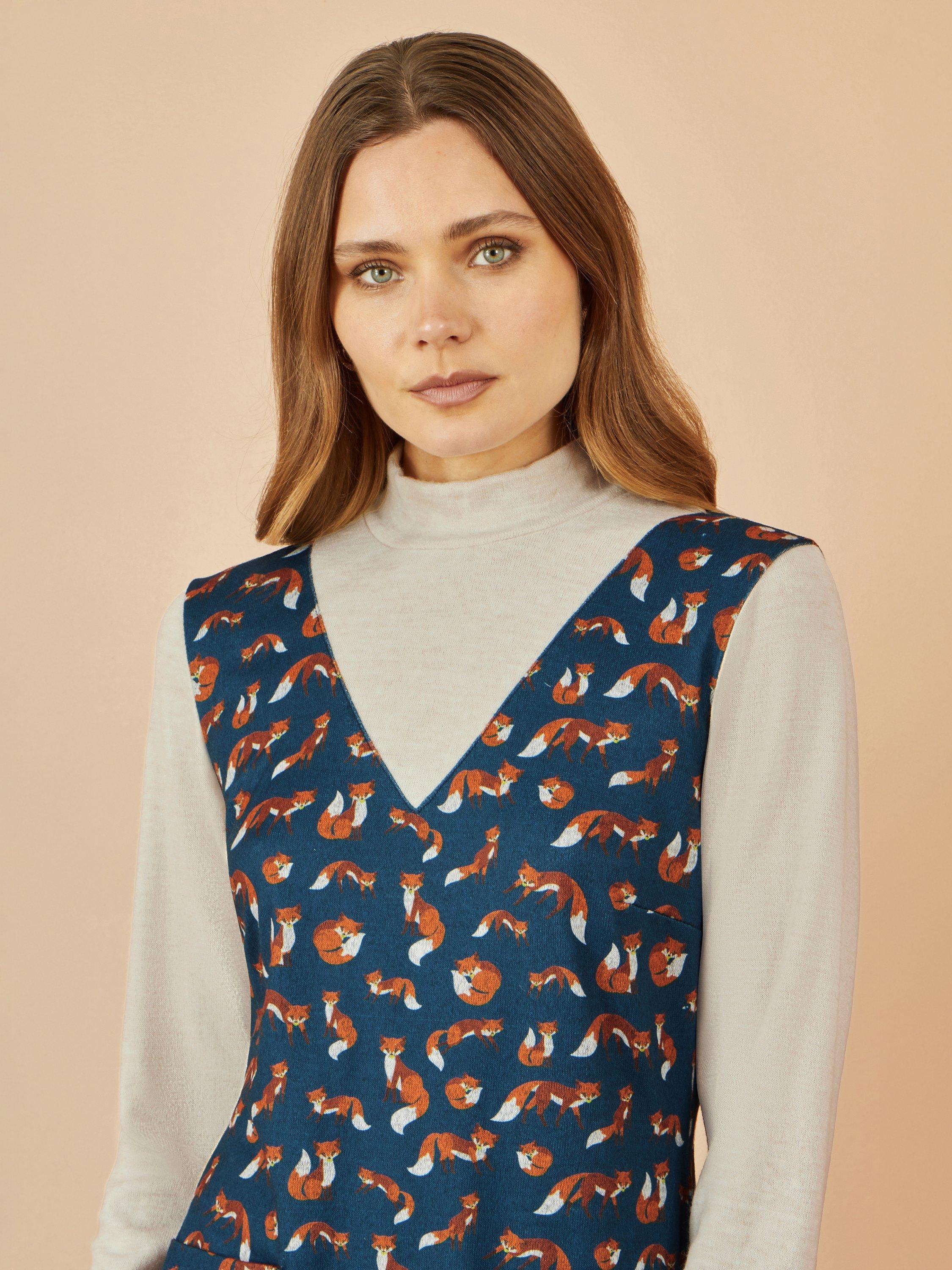 Product image 3 of 4, which shows Yumi Fox Long Sleeve Layered Tunic Dress, Blue, 8