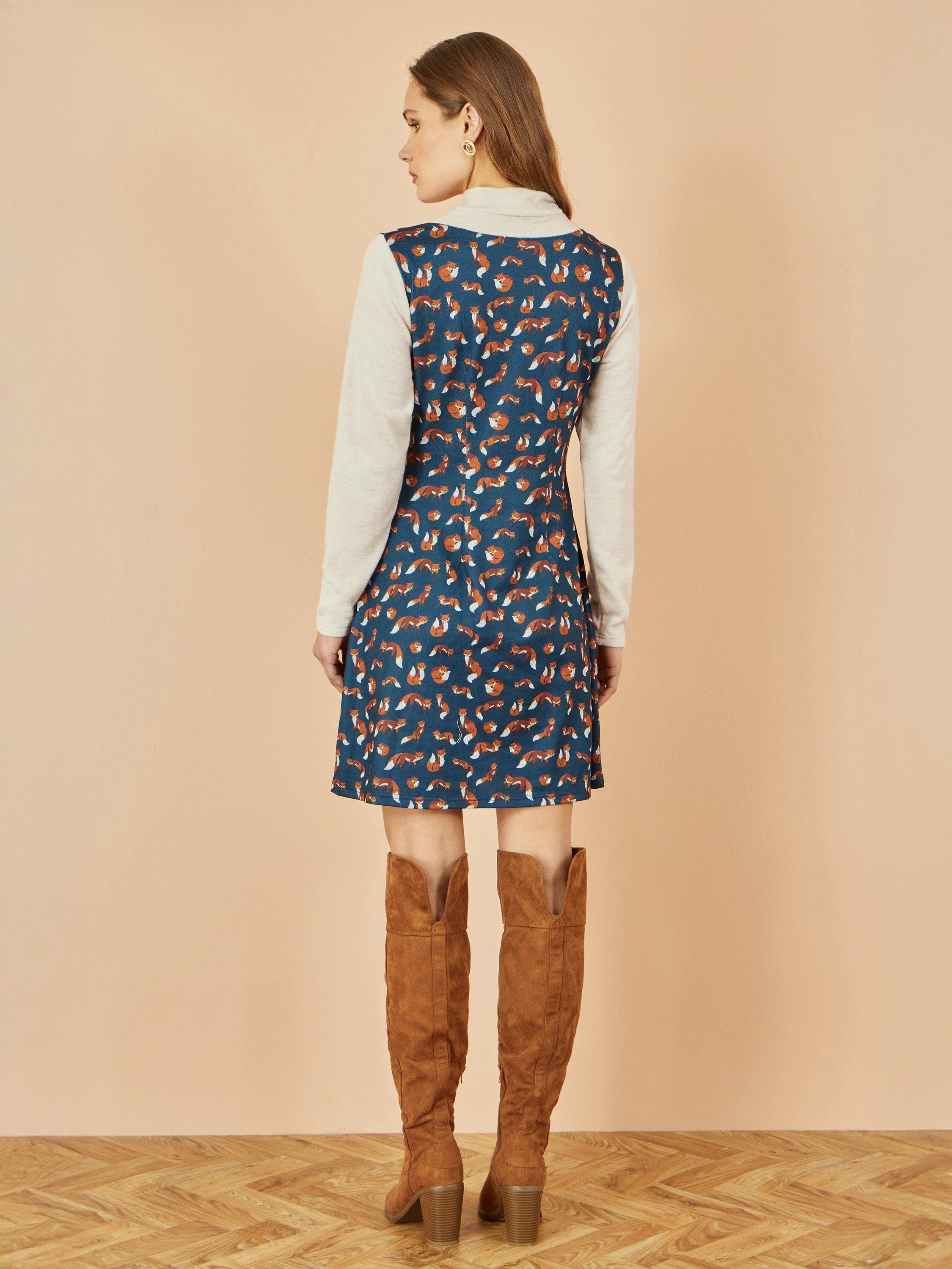 Product image 4 of 4, which shows Yumi Fox Long Sleeve Layered Tunic Dress, Blue, 8