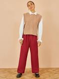 Yumi Flower Print Cable Knit Tie Side Pullover