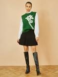 Yumi Knitted Floral Print Sleeveless Jumper Vest, Green
