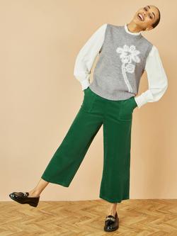 Yumi Knitted Floral Print Sleeveless Jumper Vest - view 2, Grey