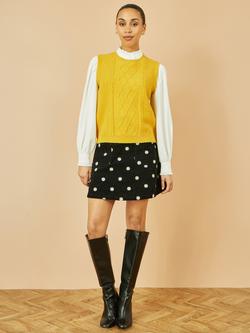 Yumi Cable Knit Sleeveless Jumper Vest, Mustard - view 2, Mustard