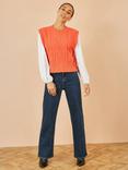 Yumi Flower Cable Knit Tie Side Pullover Jumper