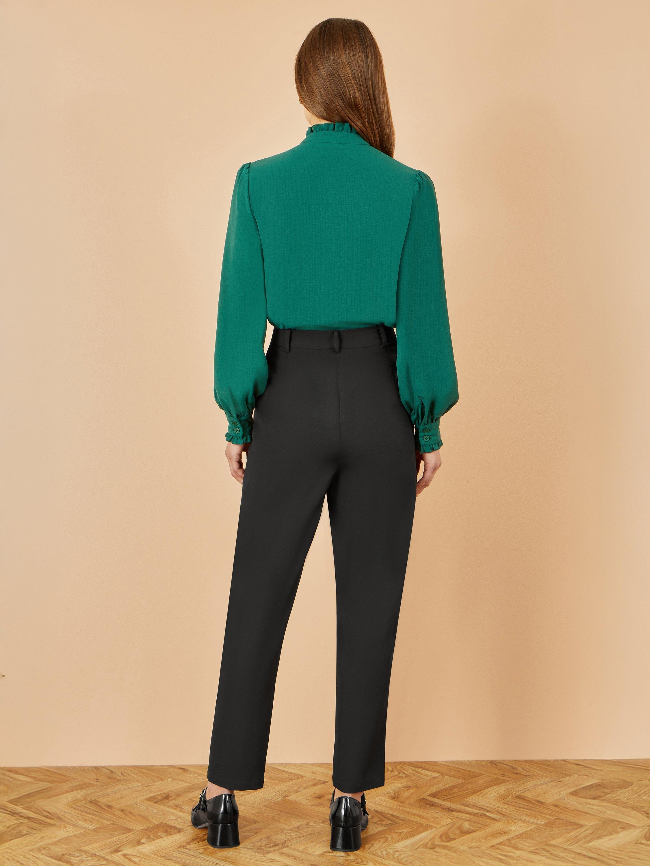 Product image 4 of 4, which shows Yumi Frill High Neck Shirt, Green, 8