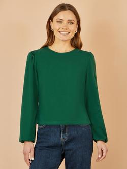 Yumi Stretch  Long Sleeve Cotton Jersey Top, Green