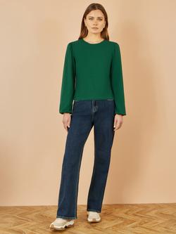 Yumi Stretch  Long Sleeve Cotton Jersey Top - view 2, Green