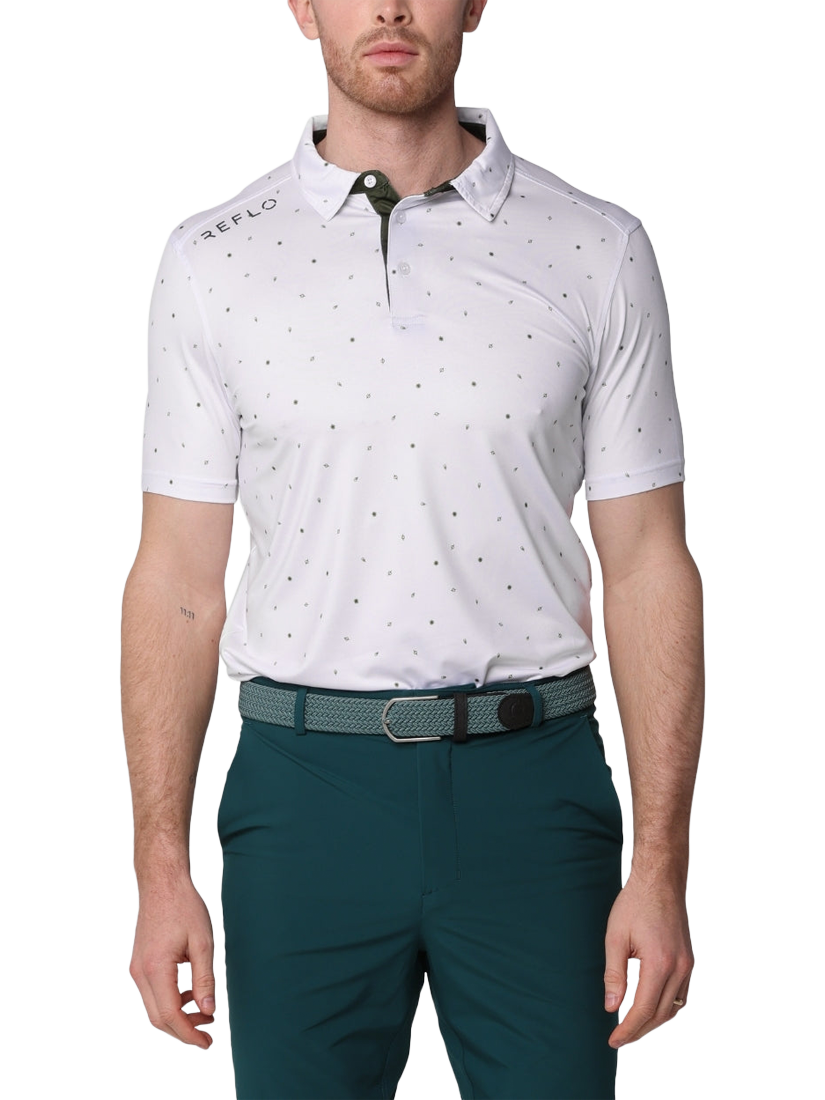 Product image 1 of 6, which shows REFLO Tagus Golf Polo Shirt, White, S