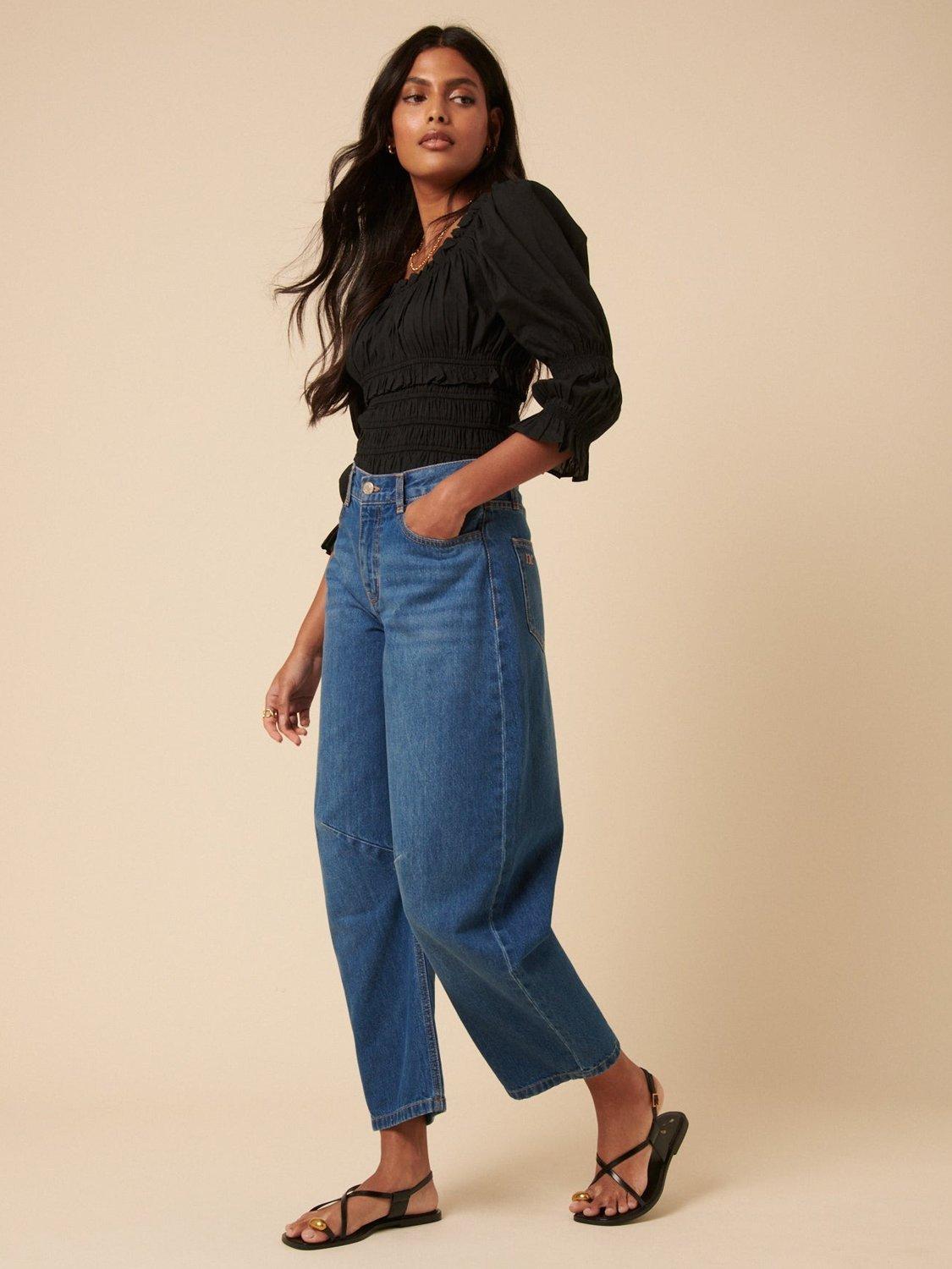 Product image 1 of 7, which shows Nobody's Child High Waist Horseshoe Jeans, Blue, 6
