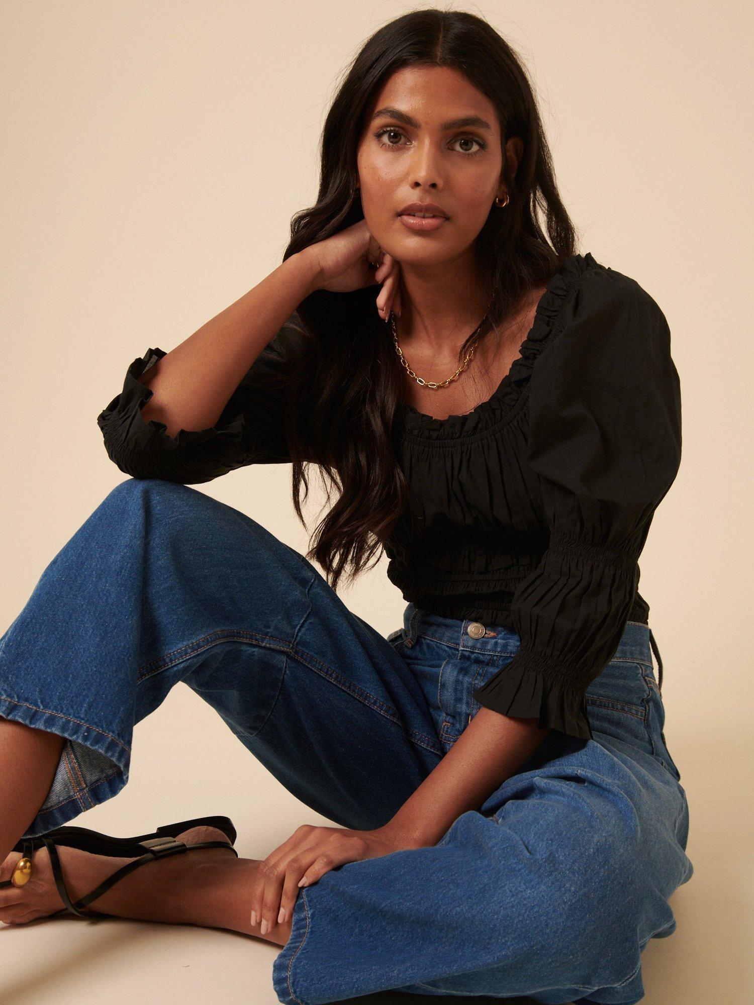 Product image 3 of 7, which shows Nobody's Child High Waist Horseshoe Jeans, Blue, 6