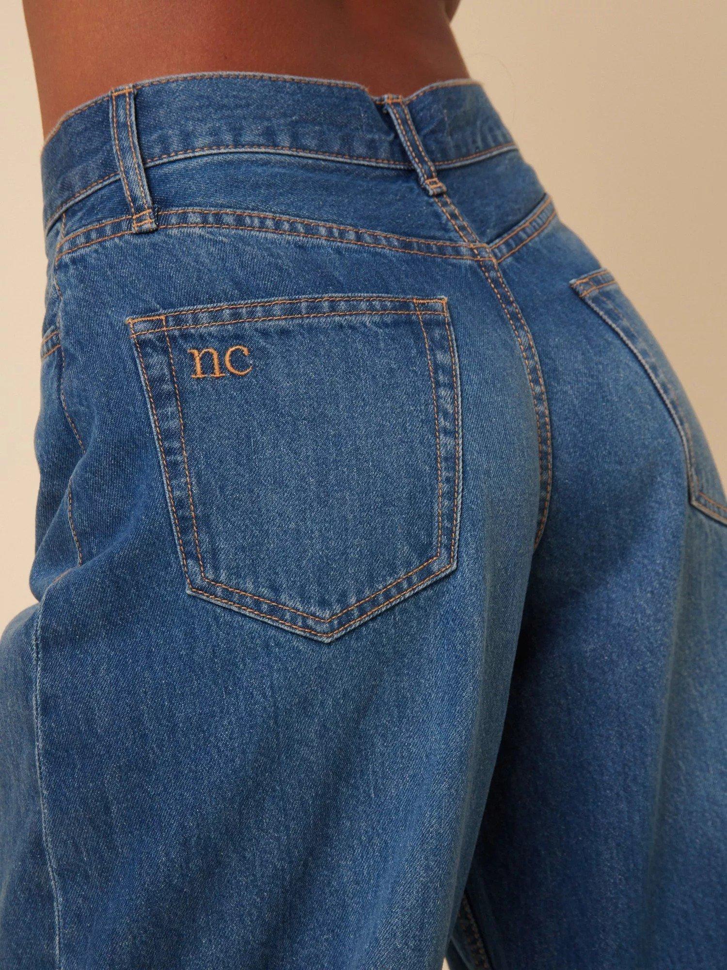 Product image 6 of 7, which shows Nobody's Child High Waist Horseshoe Jeans, Blue, 6