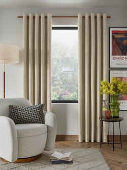 John Lewis Distressed Velvet Pair Lined Eyelet Curtains, Champagne - view 2, Champagne