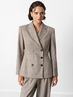 French Connection Chester Check Cinched Blazer, Brown/Multi, Brown/Multi