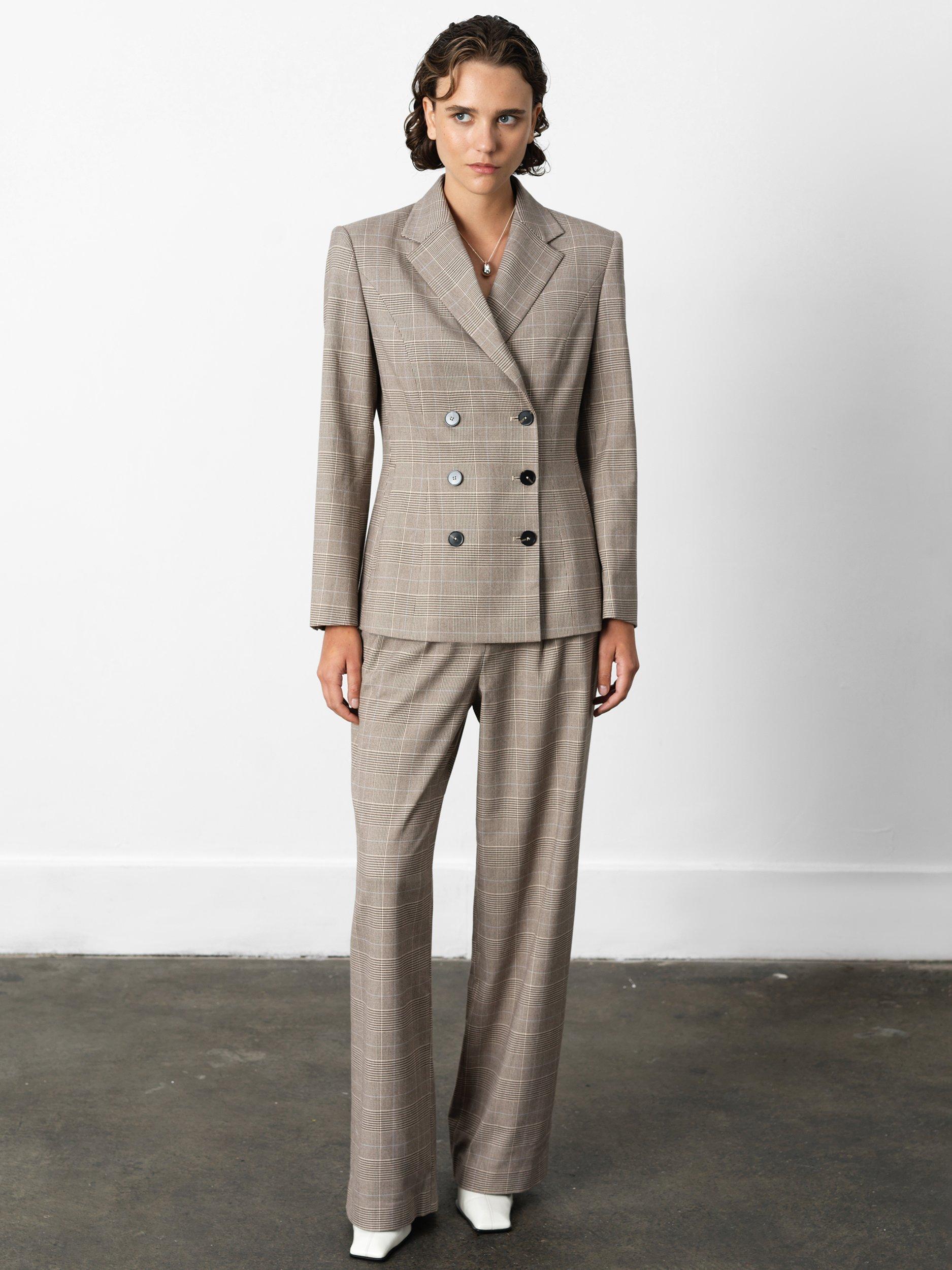 Product image 2 of 4, which shows French Connection Chester Check Cinched Blazer, Brown/Multi, 10