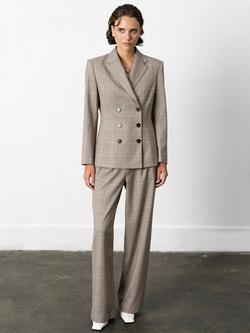 French Connection Chester Check Cinched Blazer, Brown/Multi - view 2, Brown/Multi