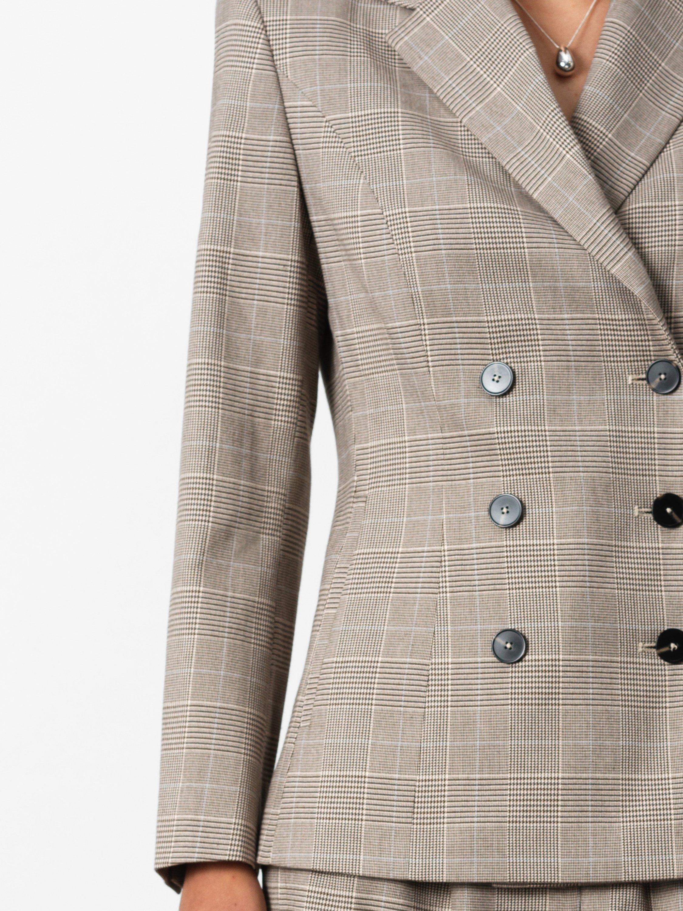 Product image 3 of 4, which shows French Connection Chester Check Cinched Blazer, Brown/Multi, 10