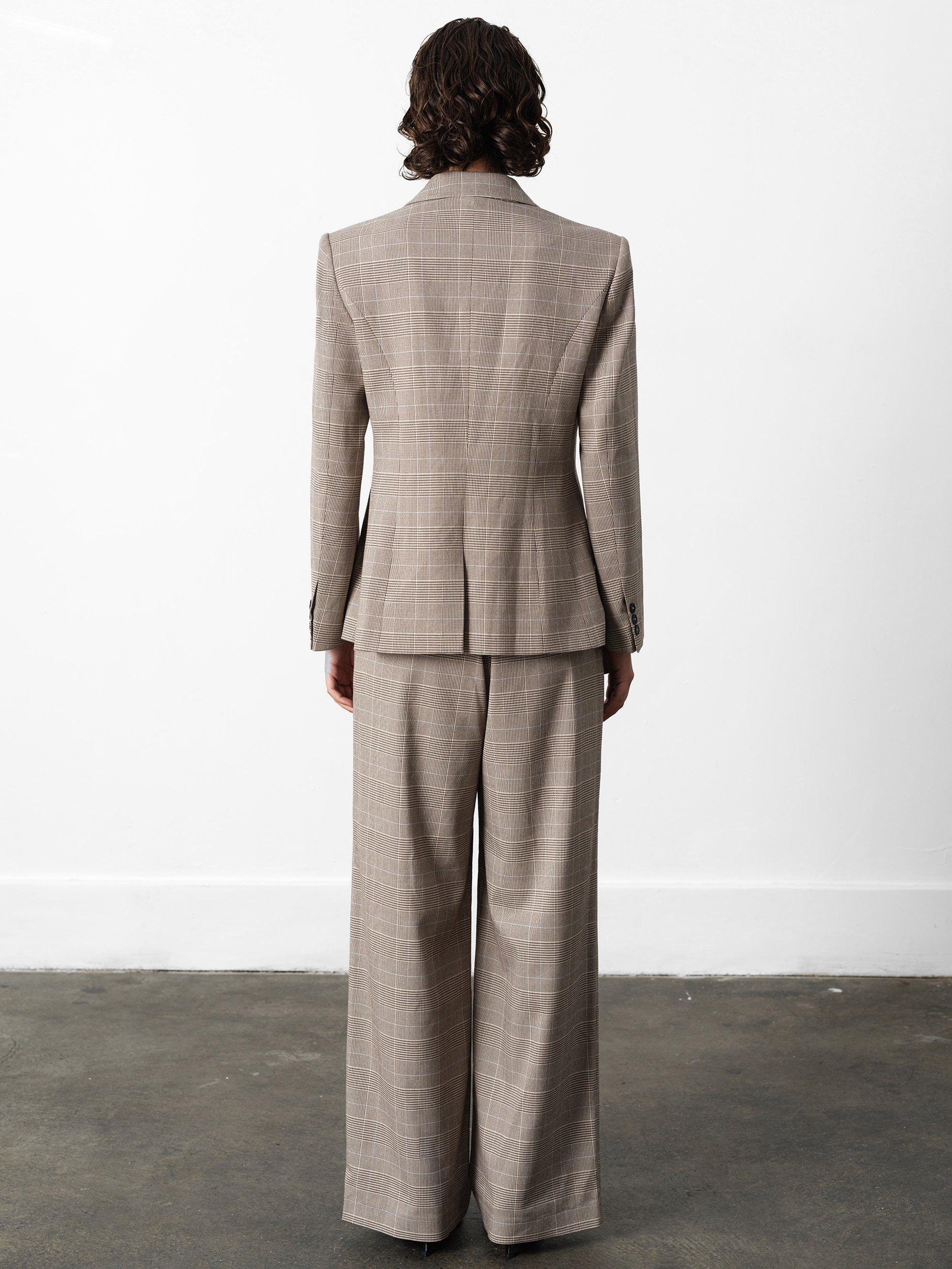 Product image 4 of 4, which shows French Connection Chester Check Cinched Blazer, Brown/Multi, 10