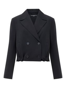 French Connection Vinnie Tailor Cropped Jacket, Black