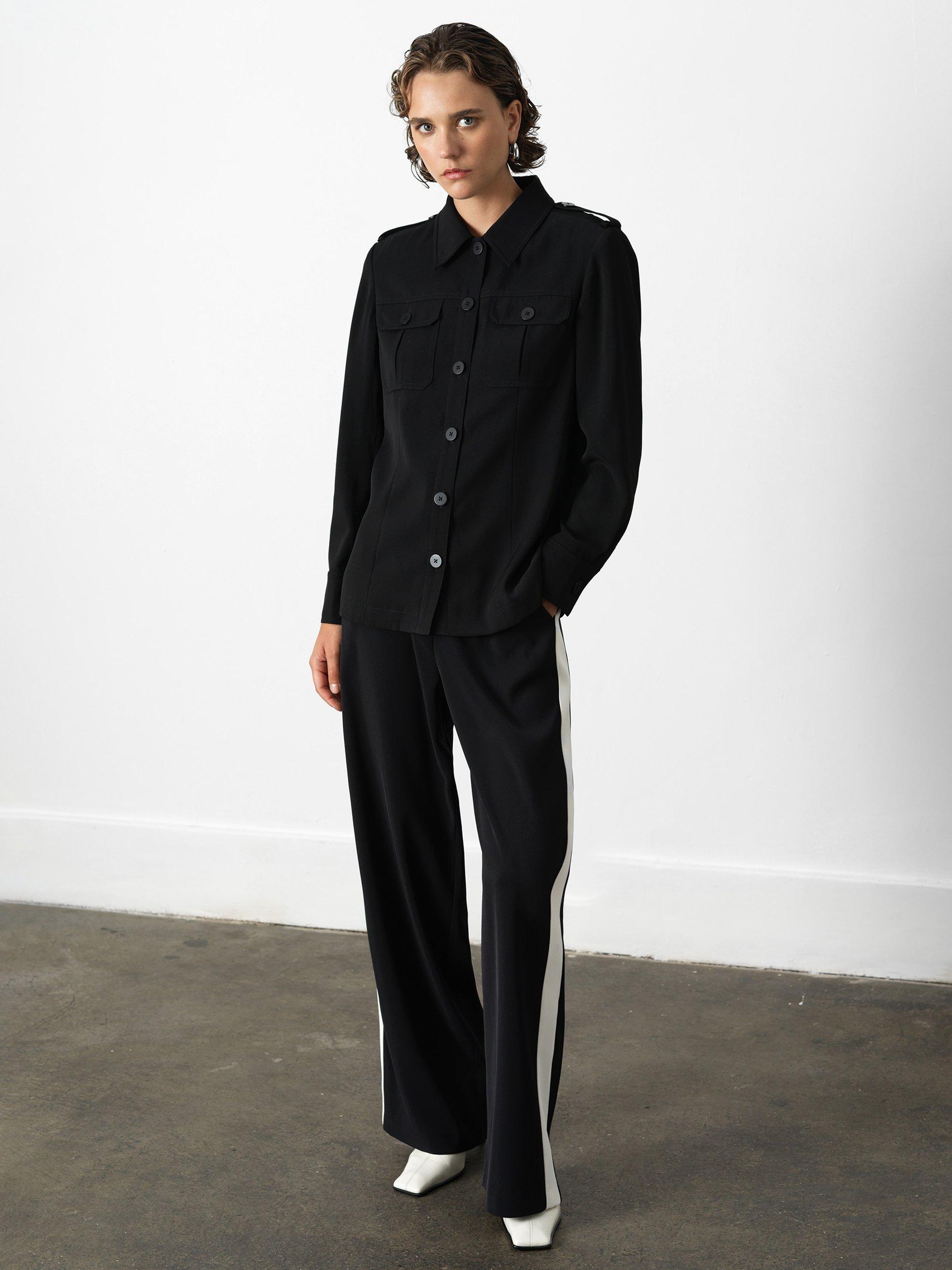 Product image 3 of 5, which shows French Connection Vinnie Tailored Shirt Jacket, Black, 6