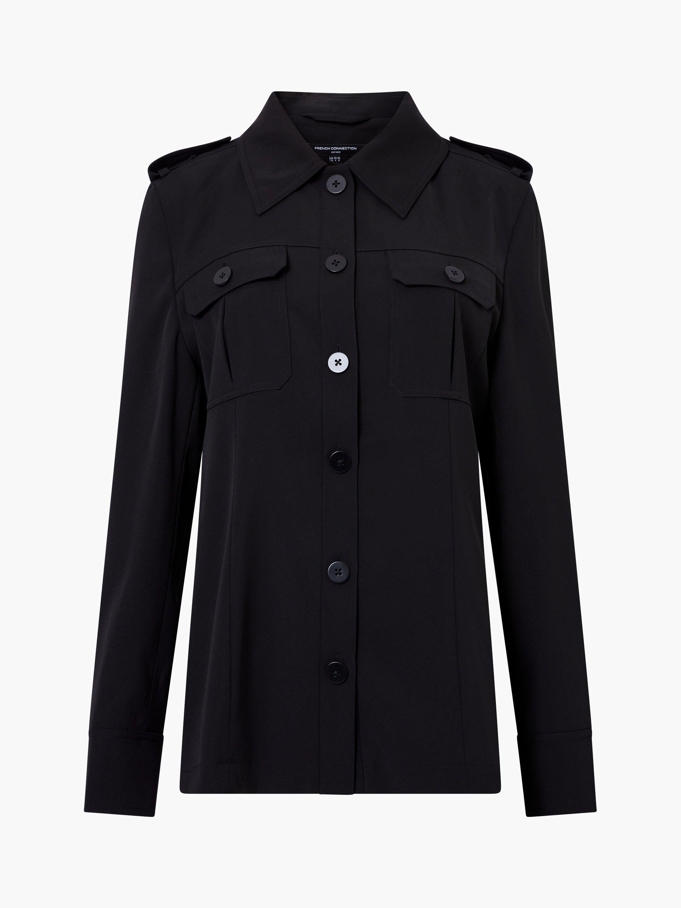 Product image 5 of 5, which shows French Connection Vinnie Tailored Shirt Jacket, Black, 6