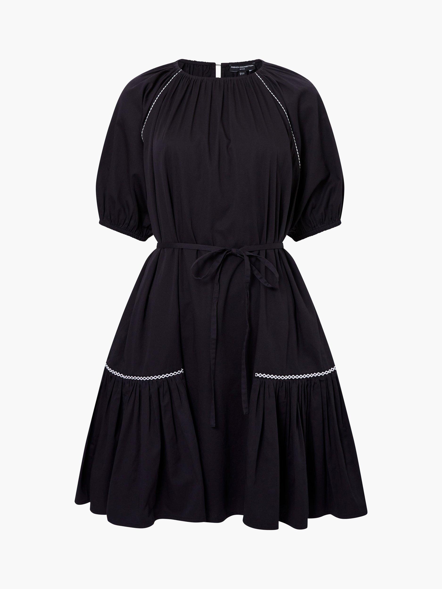 Product image 4 of 4, which shows French Connection Alexis Poplin Pleated Mini Dress, Black, 8