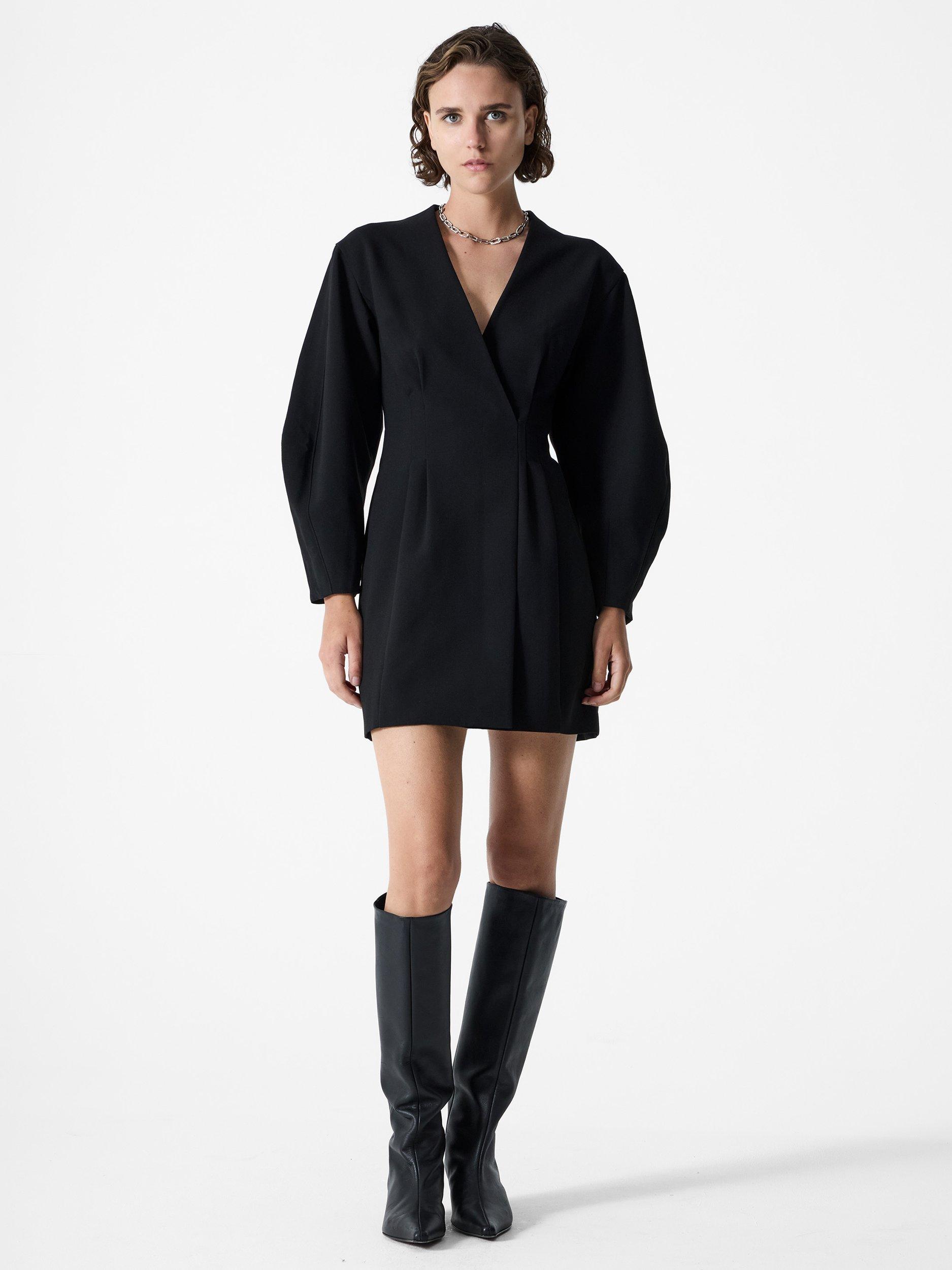 Product image 1 of 4, which shows French Connection Azra Wrap Mini Dress, Black, 6