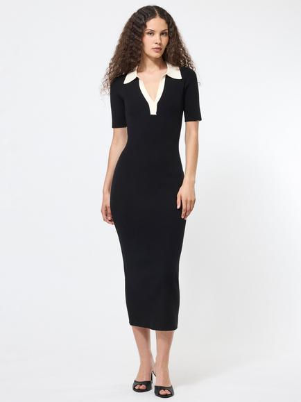 French Connection Cosysoft Collar Midi Dress, Black, Black