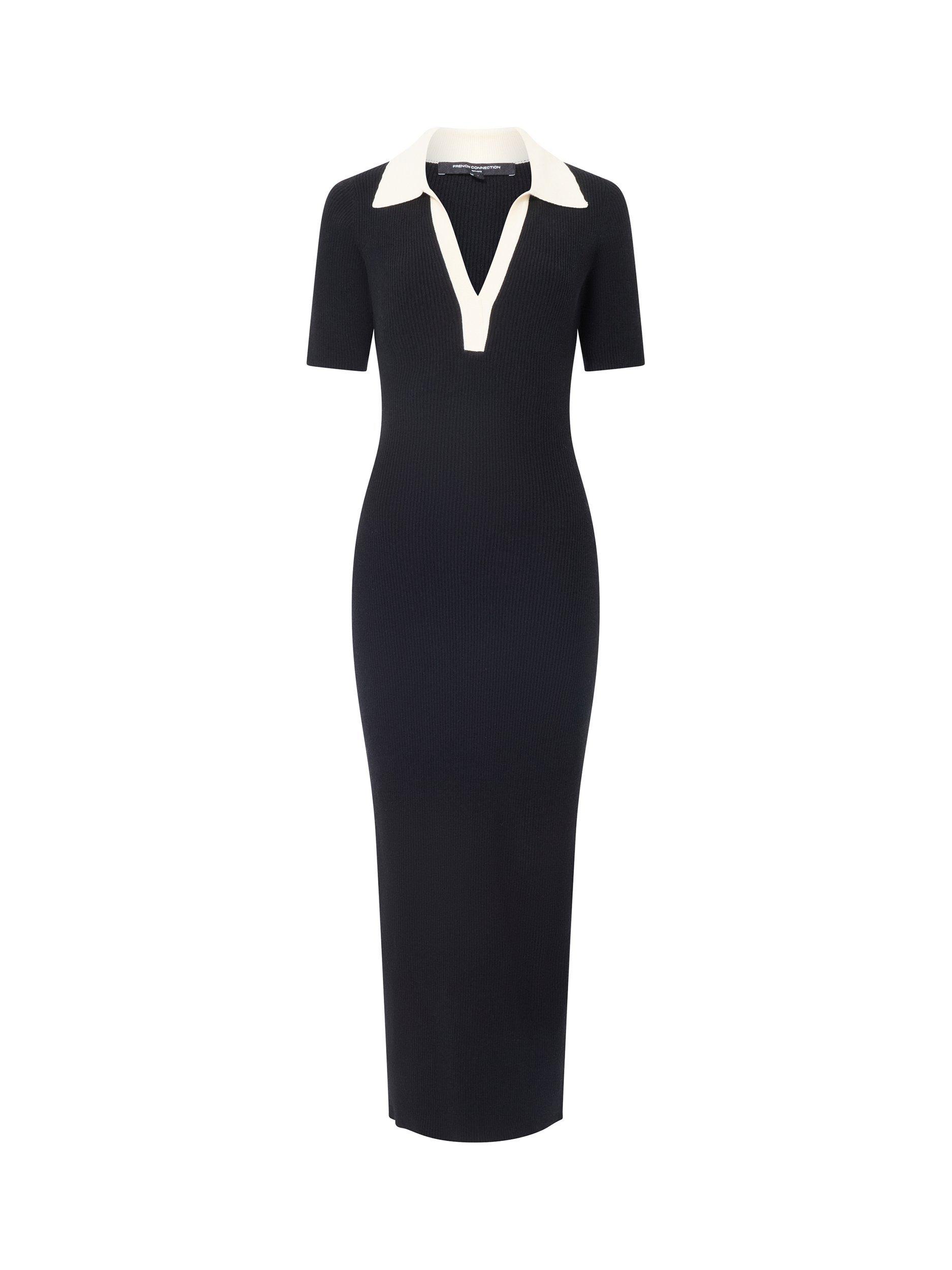 Product image 4 of 4, which shows French Connection Cosysoft Collar Midi Dress, Black, XS