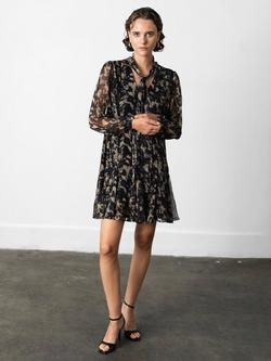 French Connection Hallie Snake Chiffon Mini Dress, Multi - view 2, Multi