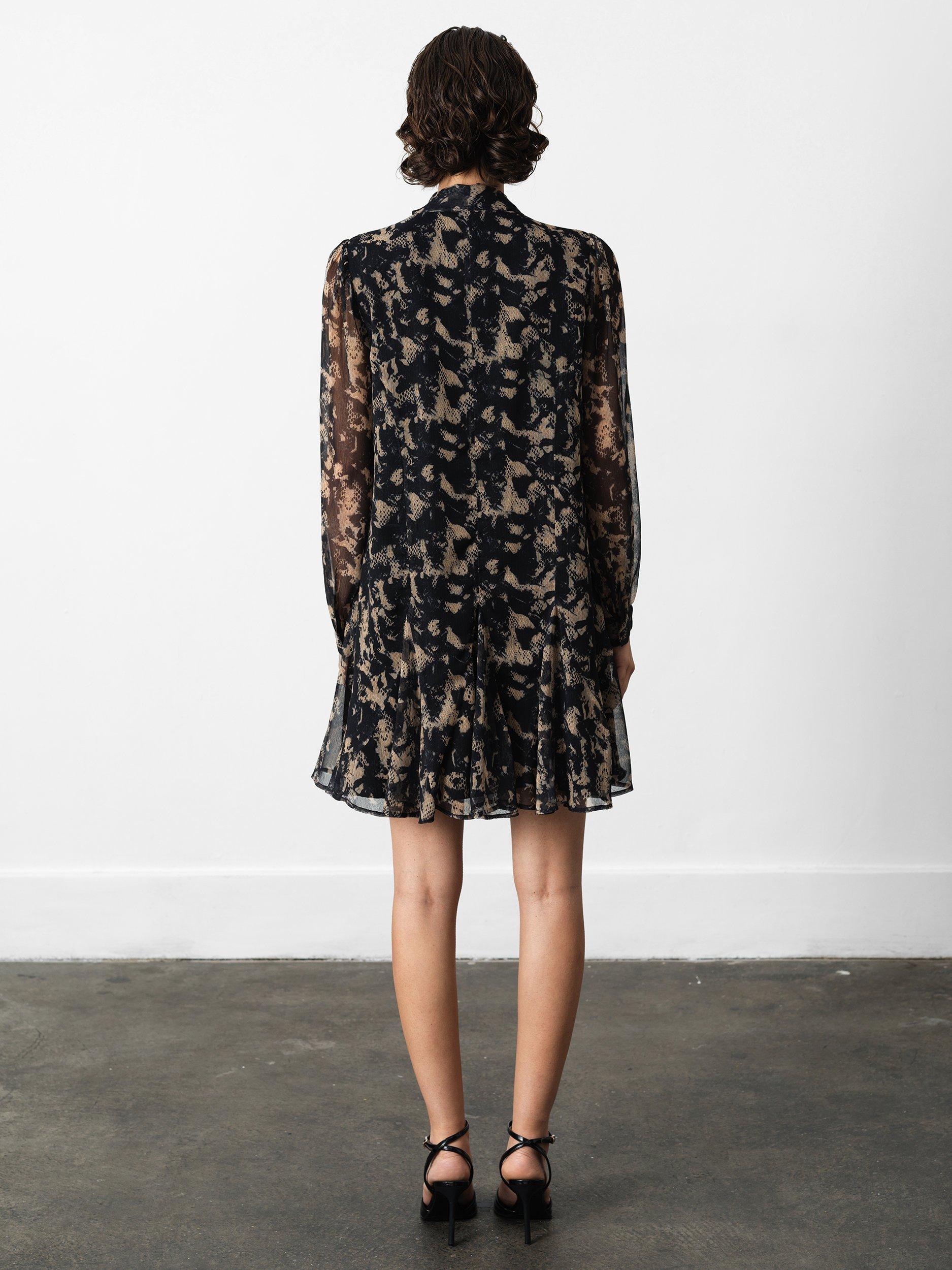 Product image 5 of 6, which shows French Connection Hallie Snake Chiffon Mini Dress, Multi, 6