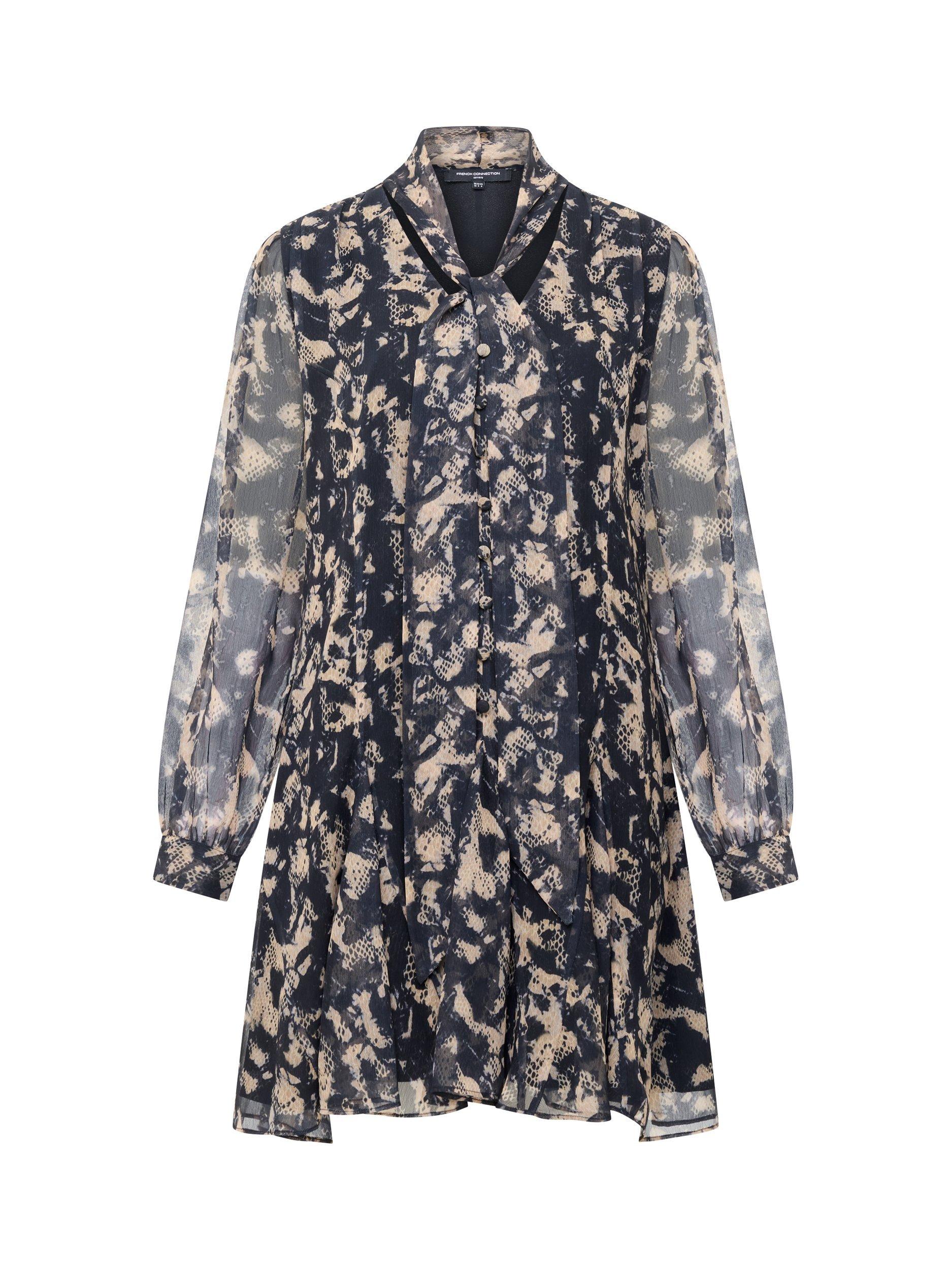 Product image 6 of 6, which shows French Connection Hallie Snake Chiffon Mini Dress, Multi, 6