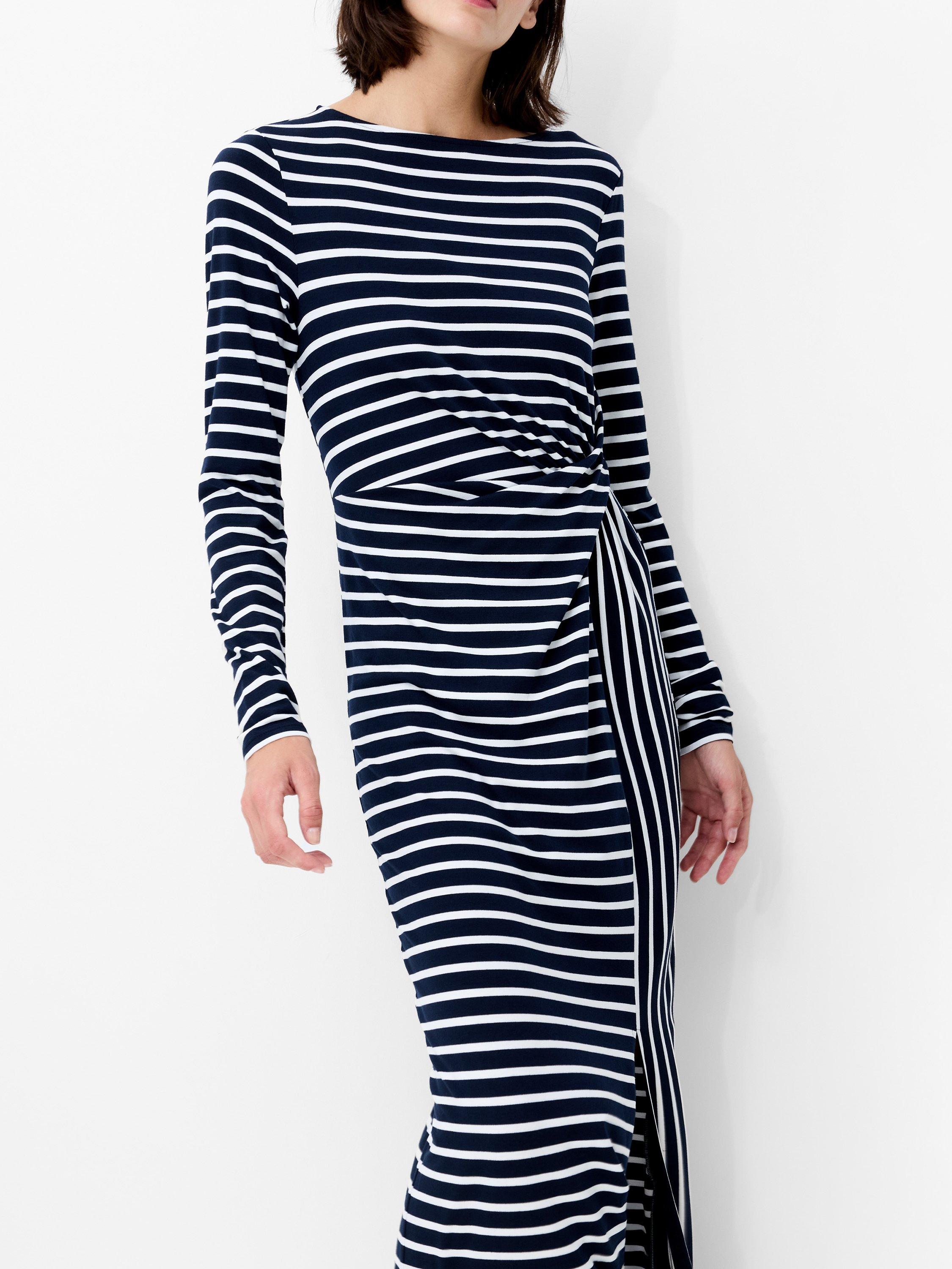 Product image 3 of 5, which shows French Connection Kyra Stripe Jersey Dress, Navy/White, XS