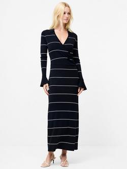 French Connection Ottie Stripe Knit Maxi Dress, Navy/White, Navy/White
