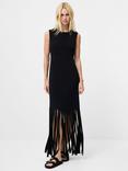 French Connection Samira Fringed Hem Jersey Dress, Black