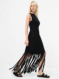 French Connection Samira Fringed Hem Jersey Dress, Black