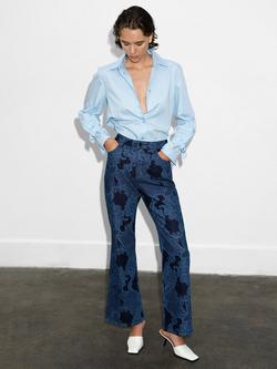 French Connection Jennie Floral Lace Flared Jeans, Dark Indigo, Dark Indigo