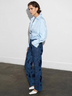 French Connection Jennie Floral Lace Flared Jeans, Dark Indigo - view 2, Dark Indigo