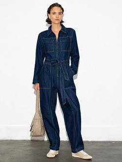 French Connection Archie Denim Boiler Suit, Indigo Blue