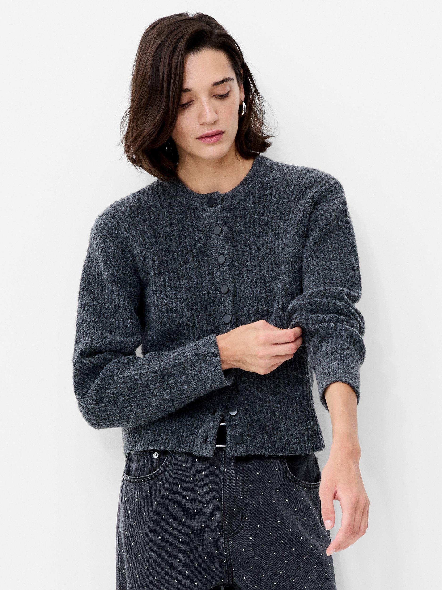 Product image 1 of 1, which shows French Connection Kezia Knit Cardigan, Graphite, XS
